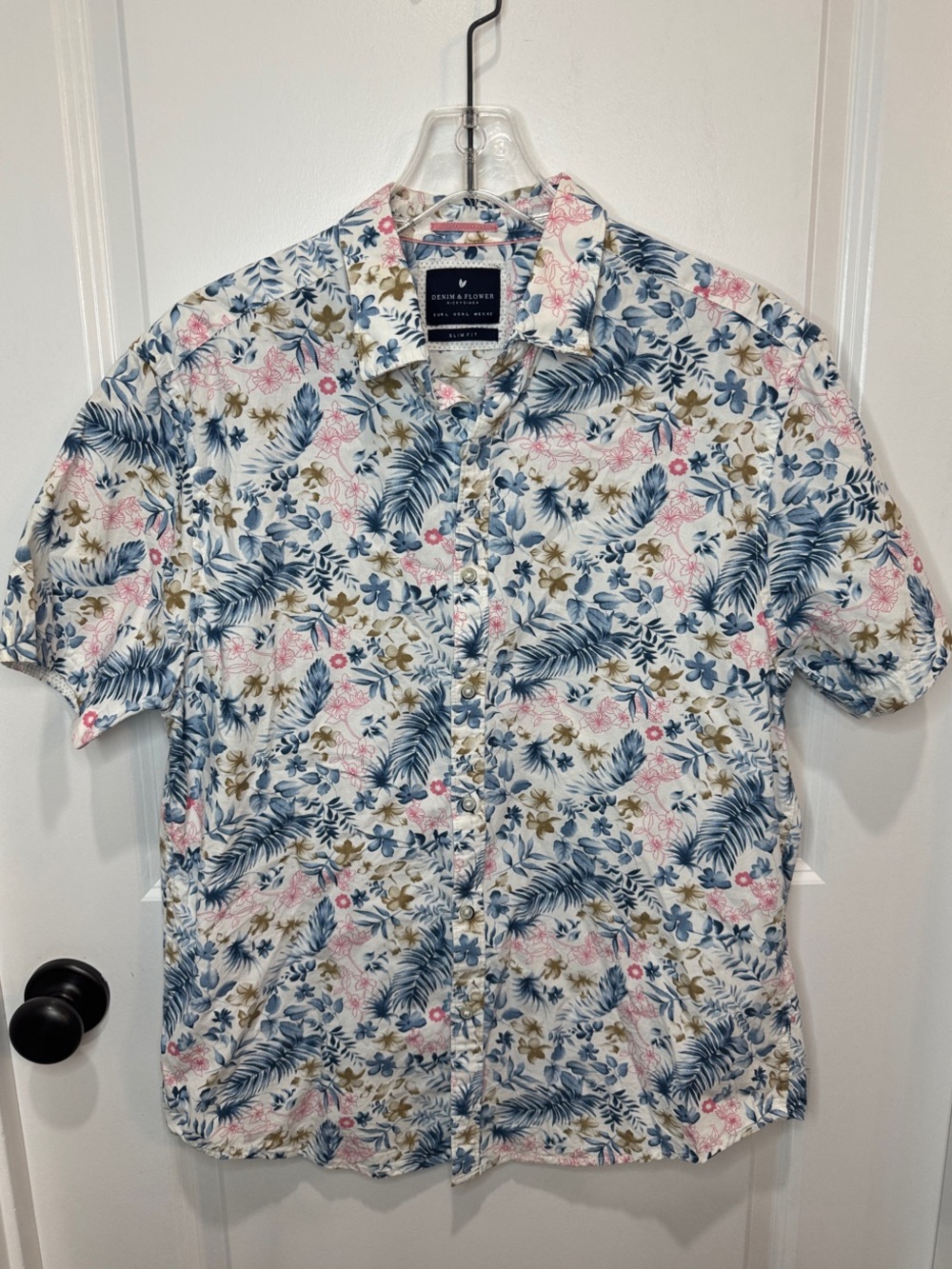 Denim & Flower Blue, Pink & White Floral Button-Up Camp Shirt